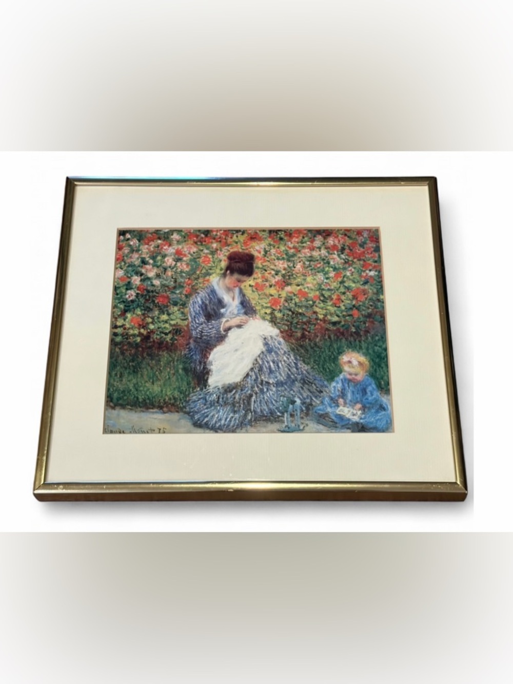 Claude Monet Impressionist Camille Monet & Child Artist's Garden Framed Print